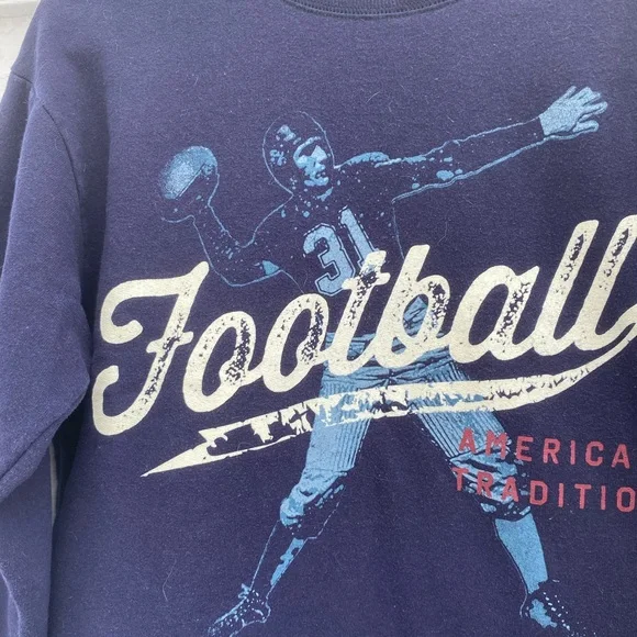Hanes Navy Football Sweatshirt - Picture 3 of 6